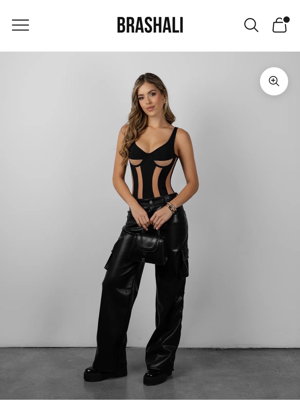 Brashali Genova Black Bodysuit with Sheer Panels - Picture 5 of 7